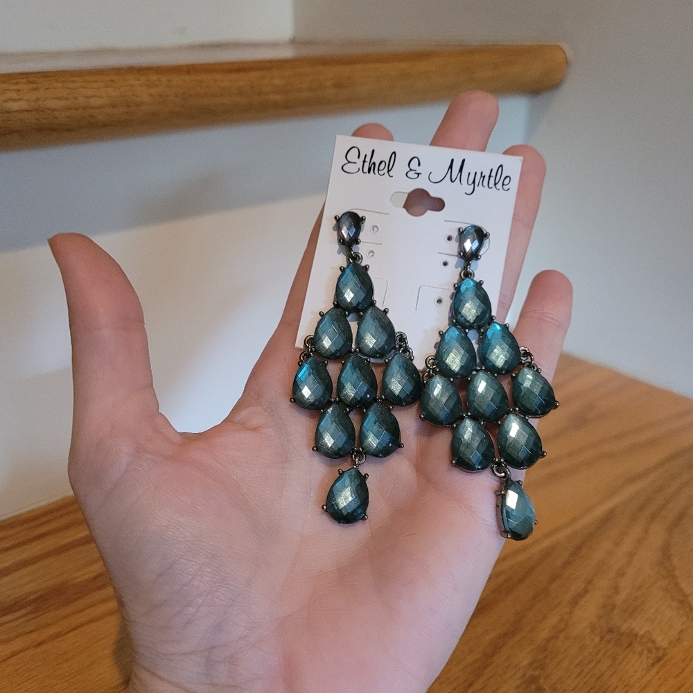 NEW Teal Chandelier Earrings